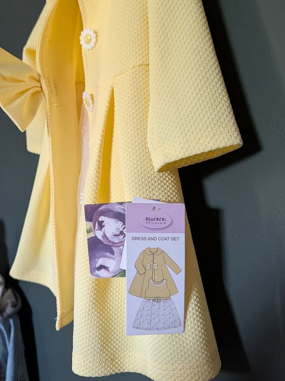 Blueberi Girls Yellow Daisy Dress And Matching Coat